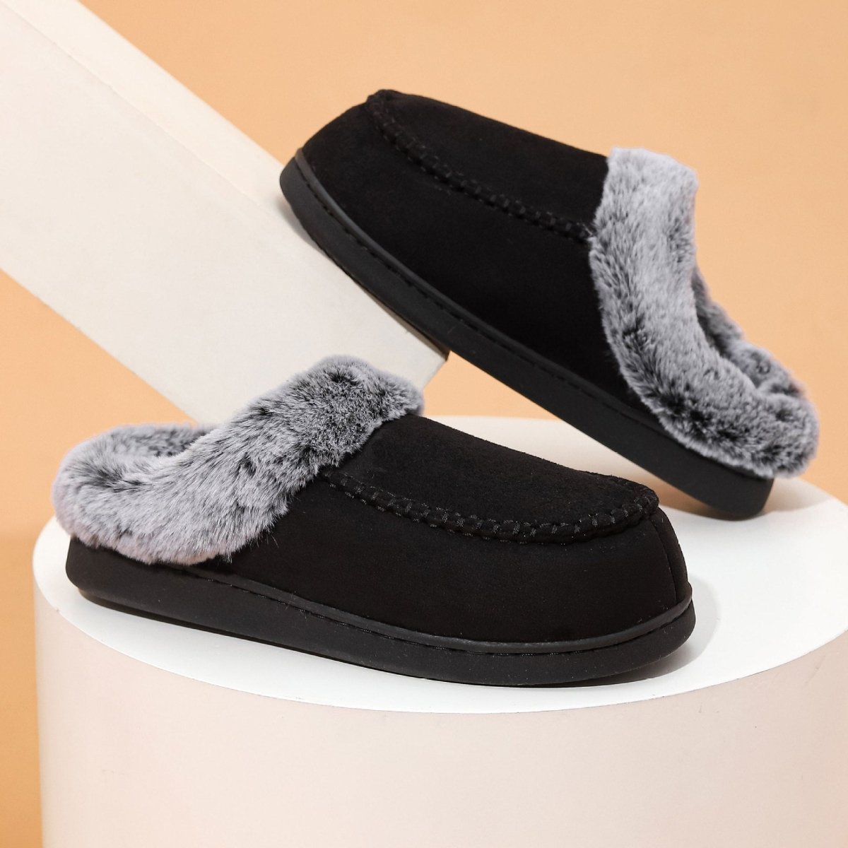 Men's Faded - Edge Mark Shoes WarmIndoor - Outdoor Fleece - LinedNon - Slip Thickened Cotton Slippers - Eshtree