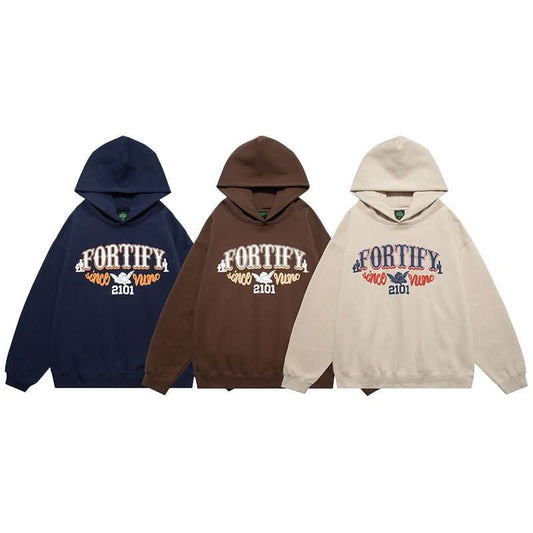 Men's Fleece - lined Thickened Design Letter Hooded Sweater - Eshtree