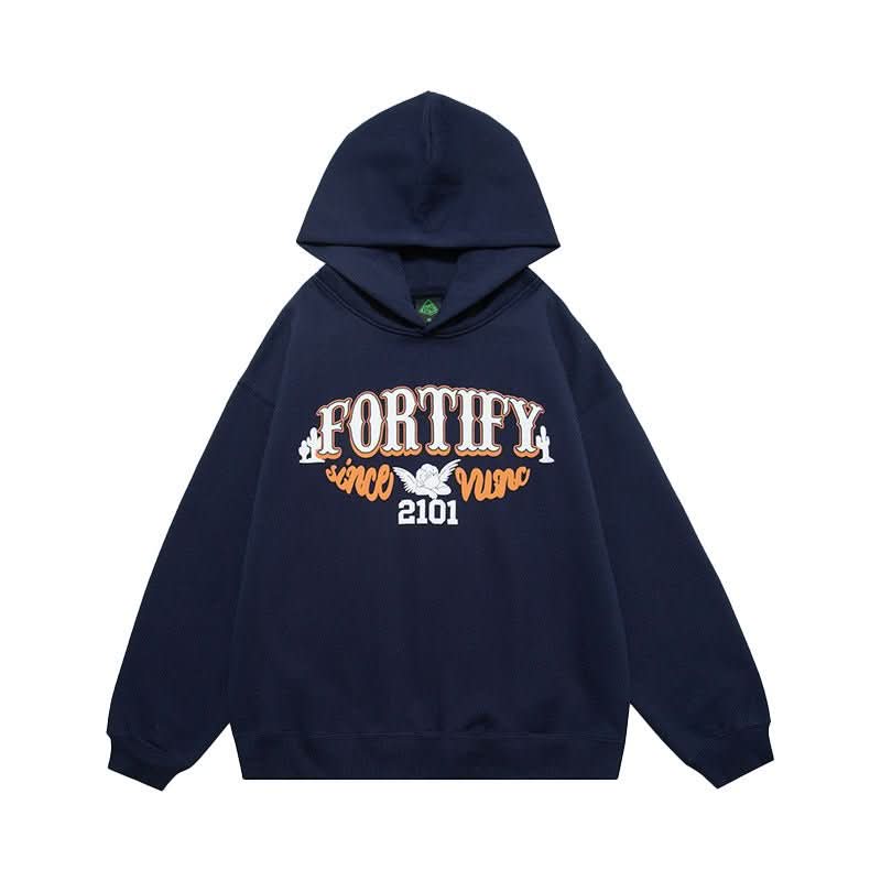 Men's Fleece - lined Thickened Design Letter Hooded Sweater - Eshtree