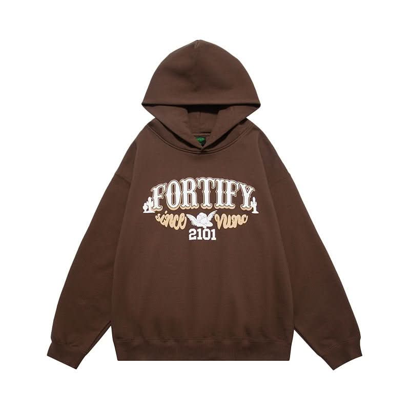 Men's Fleece - lined Thickened Design Letter Hooded Sweater - Eshtree