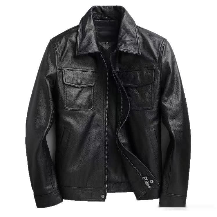 Men's Leather Coat Retro Short Slim Jacket - Eshtree