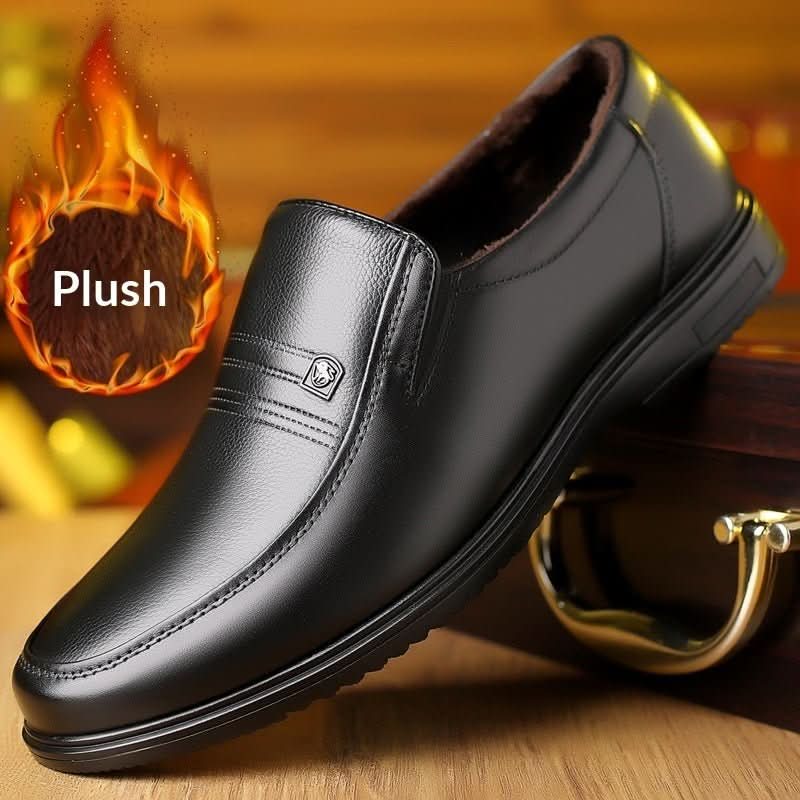 Men's Leather Genuine Flat Sole Round Toe Soft Sole Non - slip Casual Shoes For Middle - aged - Eshtree
