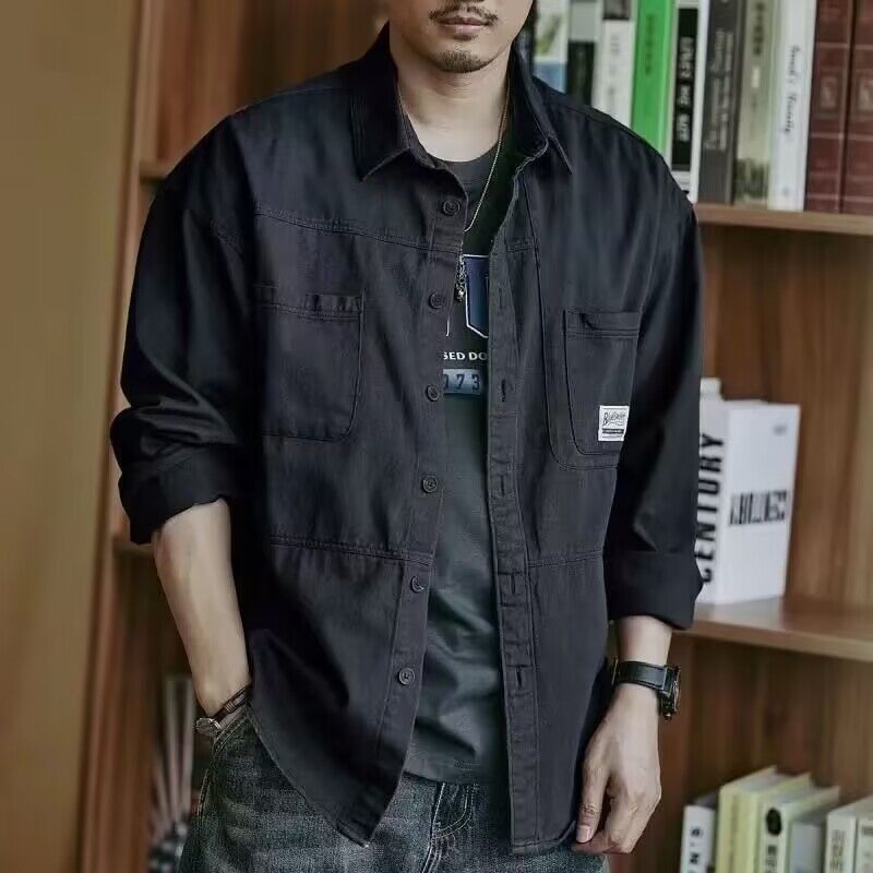 Men's Long Sleeve Leisure Cargo Coat Shirt - Eshtree