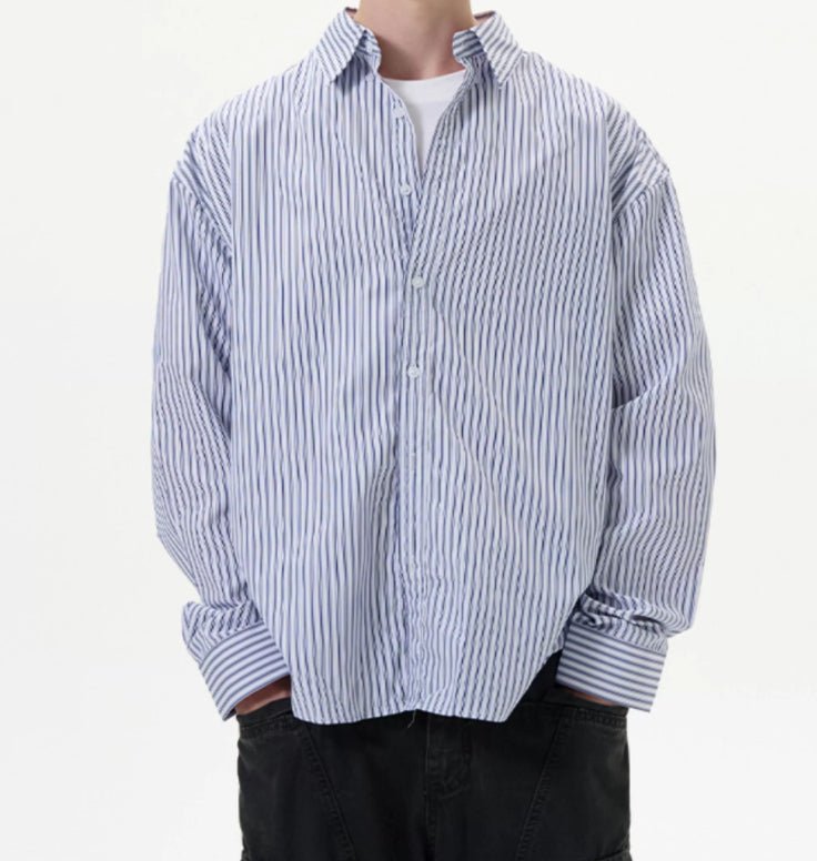 Men's Loose And Versatile American Style Vintage Striped Shirt - Eshtree