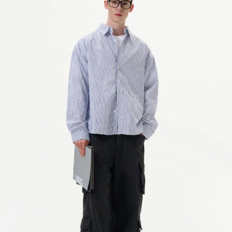 Men's Loose And Versatile American Style Vintage Striped Shirt - Eshtree