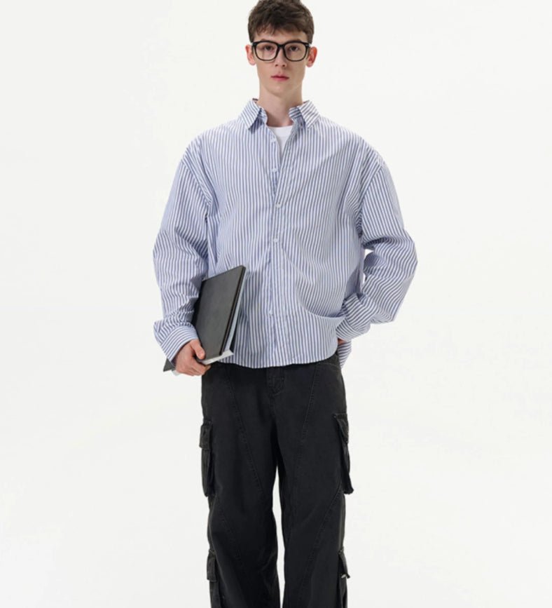 Men's Loose And Versatile American Style Vintage Striped Shirt - Eshtree