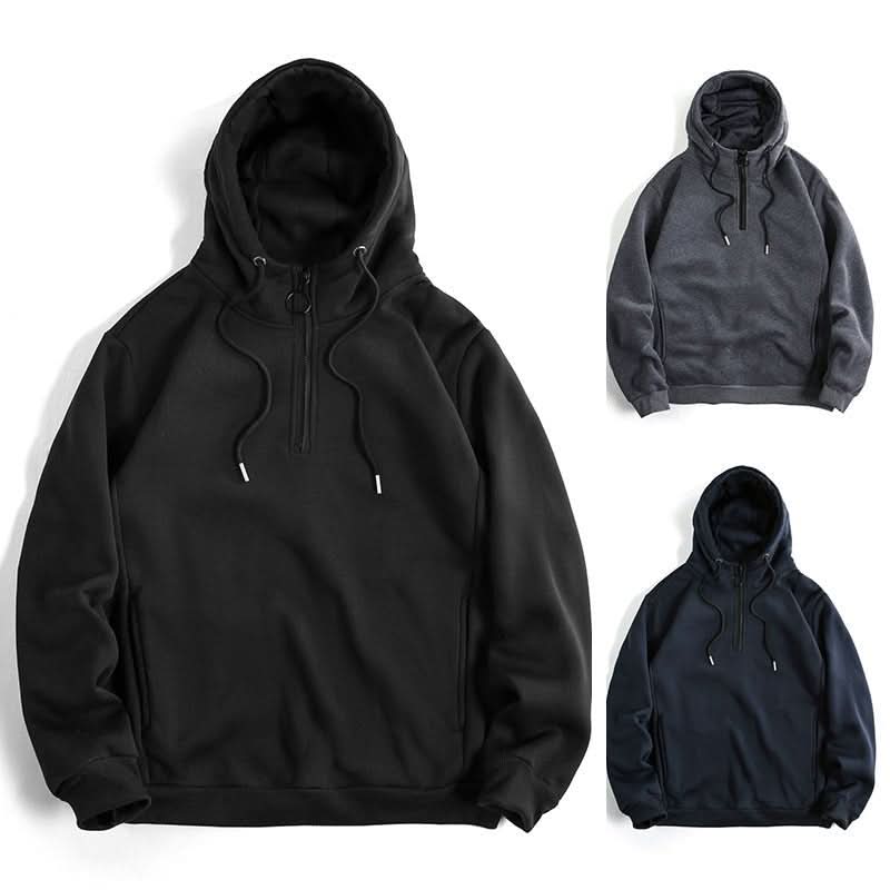 Men's Loose Casual Solid Color Hoodie - Eshtree