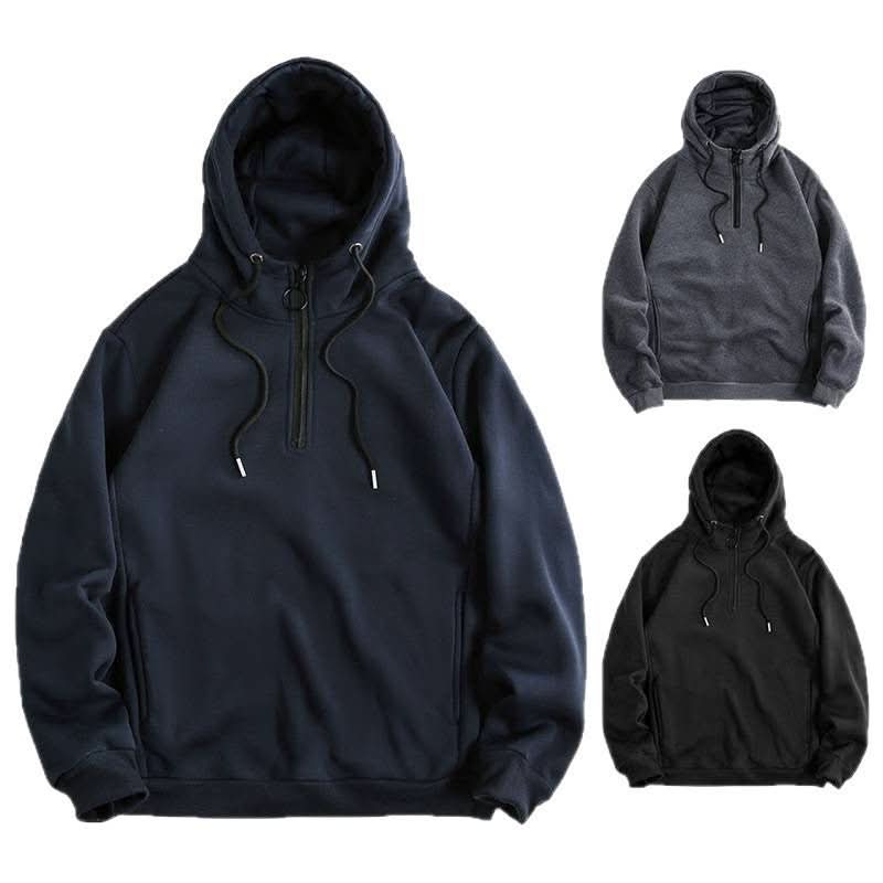 Men's Loose Casual Solid Color Hoodie - Eshtree