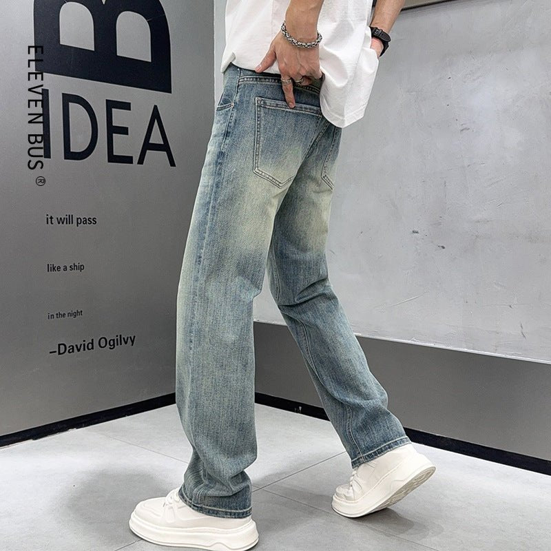Men's Loose Elastic Casual Light Blue Jeans - Eshtree