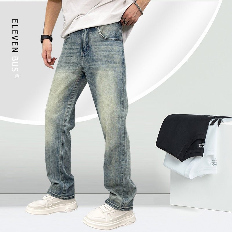 Men's Loose Elastic Casual Light Blue Jeans - Eshtree
