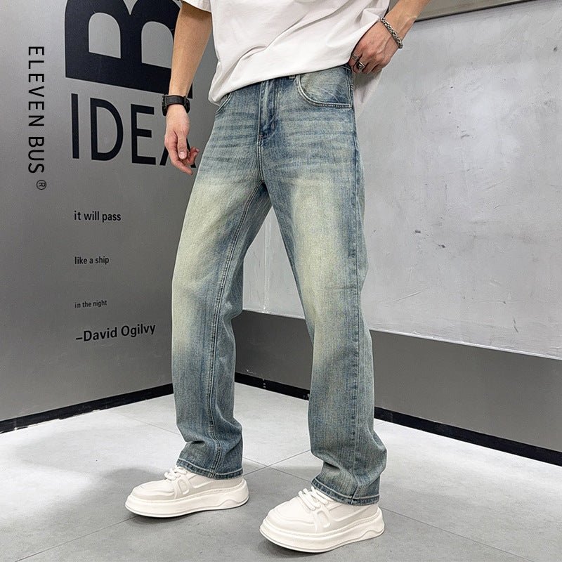 Men's Loose Elastic Casual Light Blue Jeans - Eshtree