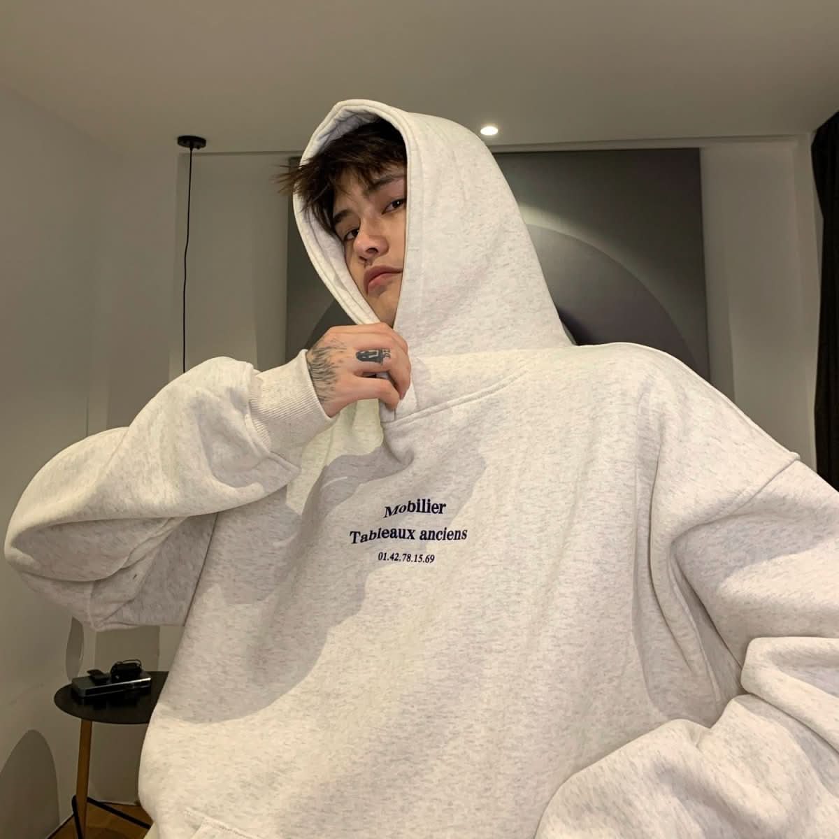 Men's Loose Fleece Thickened Hooded Sweatshirt - Eshtree