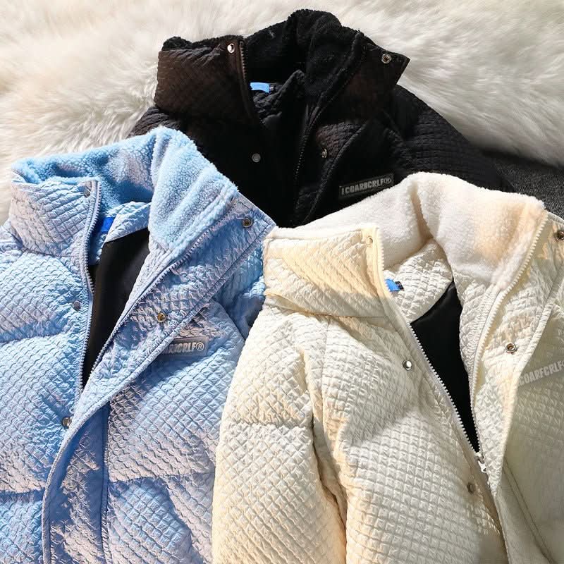 Men's Loose Stand - collar American Retro Waffle Cotton Coat - Eshtree