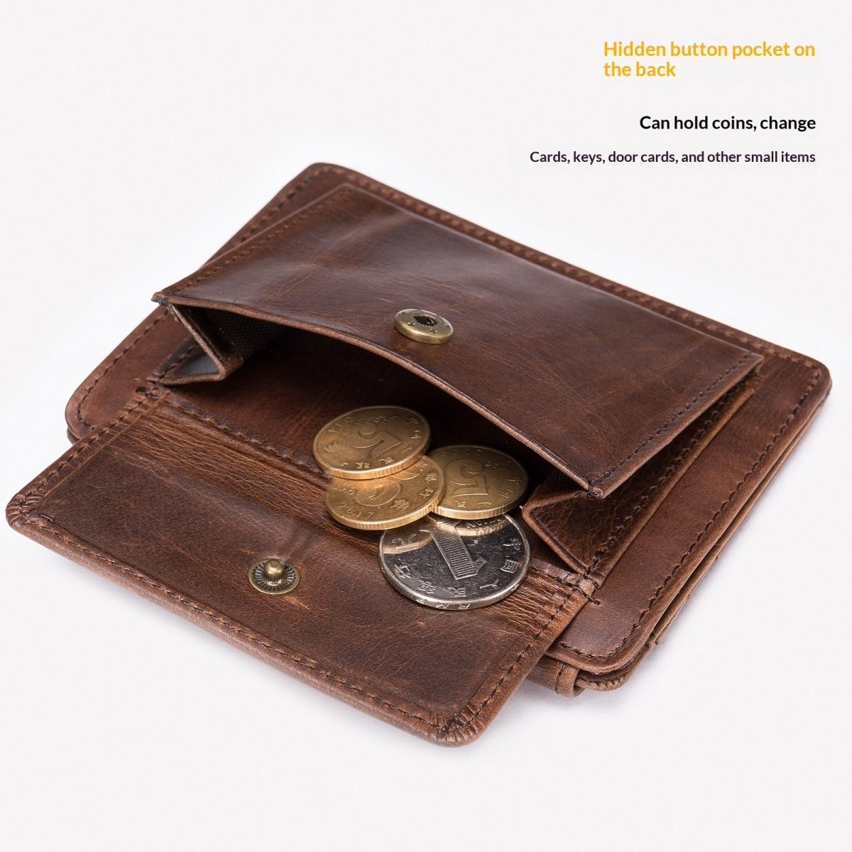 Mens Minimalist Leather Coin And Transit Card Holder - Eshtree