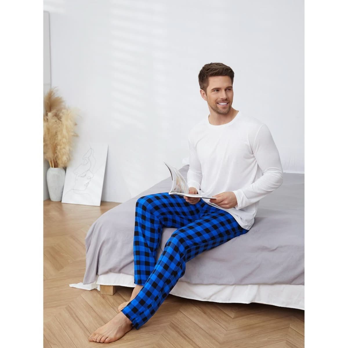 Men's Pajama Suit Long Sleeve Plaid - Eshtree