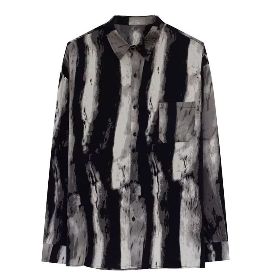 Mens Relaxed Edgy Shirt With A Water - wave Texture And A Flowing Drape - Eshtree