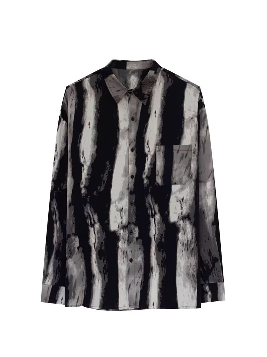Mens Relaxed Edgy Shirt With A Water - wave Texture And A Flowing Drape - Eshtree