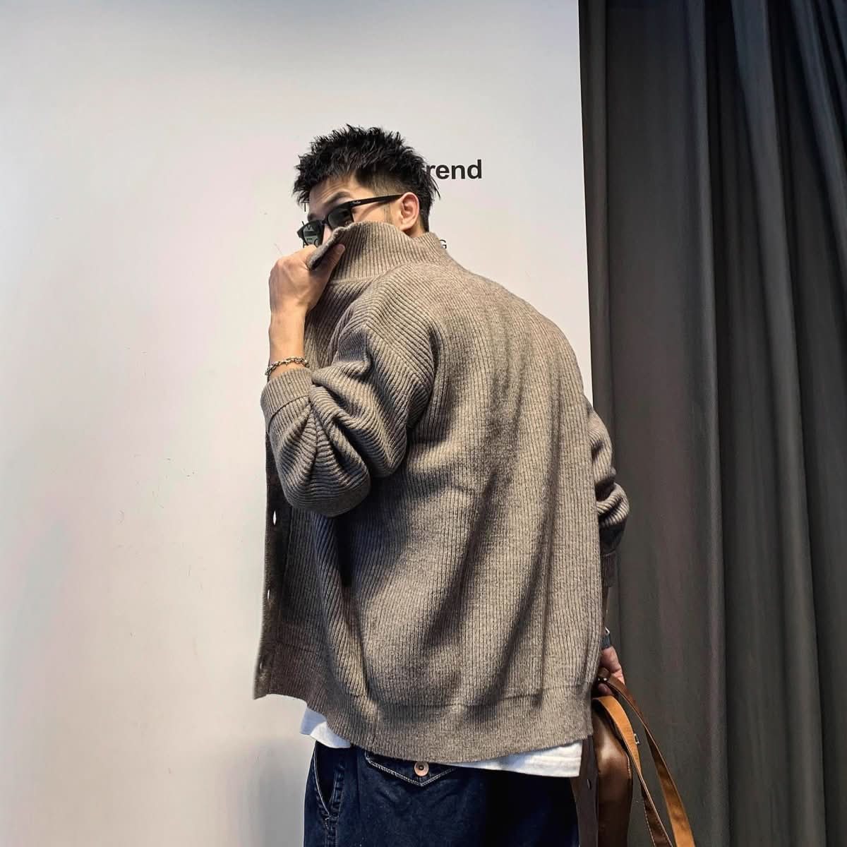 Mens Retro Casual Cardigan Sweater In American Style - Eshtree