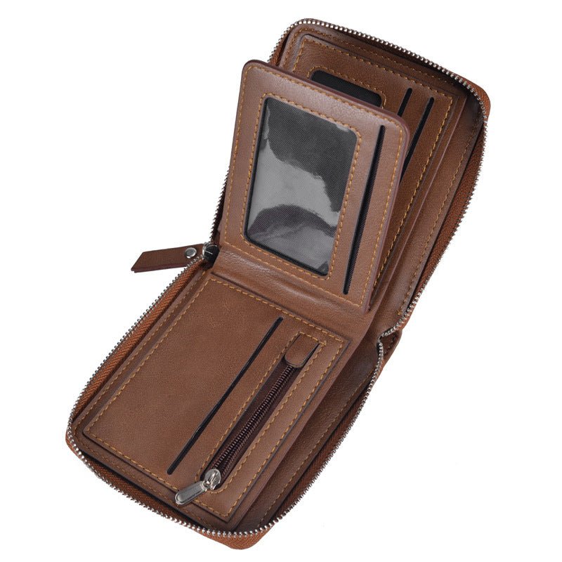 Mens Retro Multi - Card Zipper Wallet - Eshtree