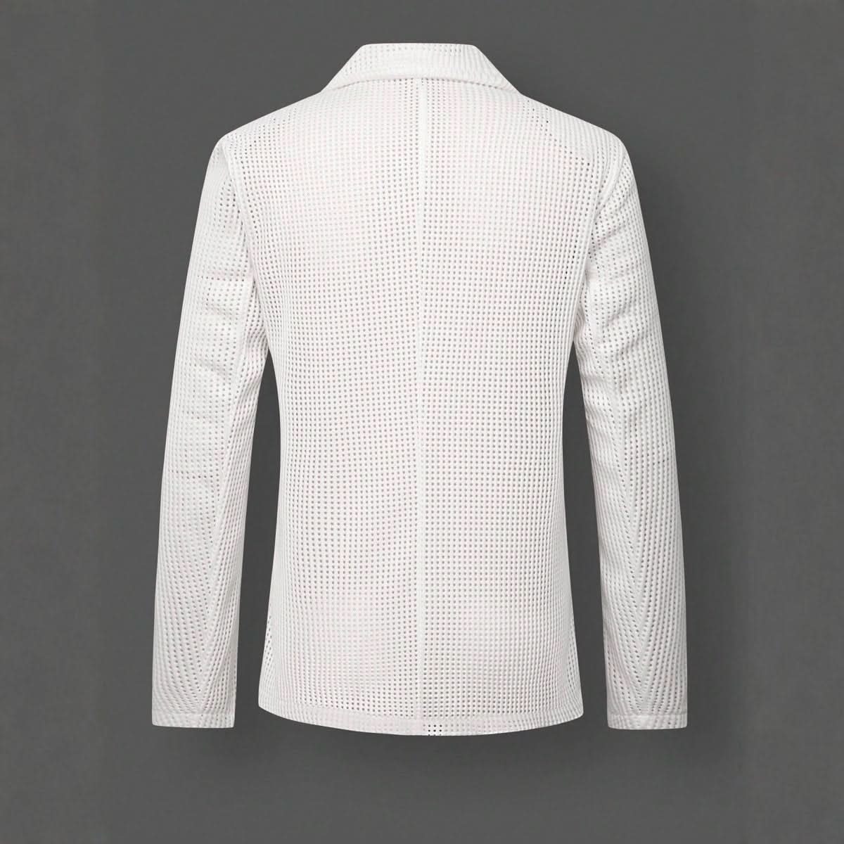 Mens Solid Color Loose Fit White Suit Casual Jacket - Eshtree