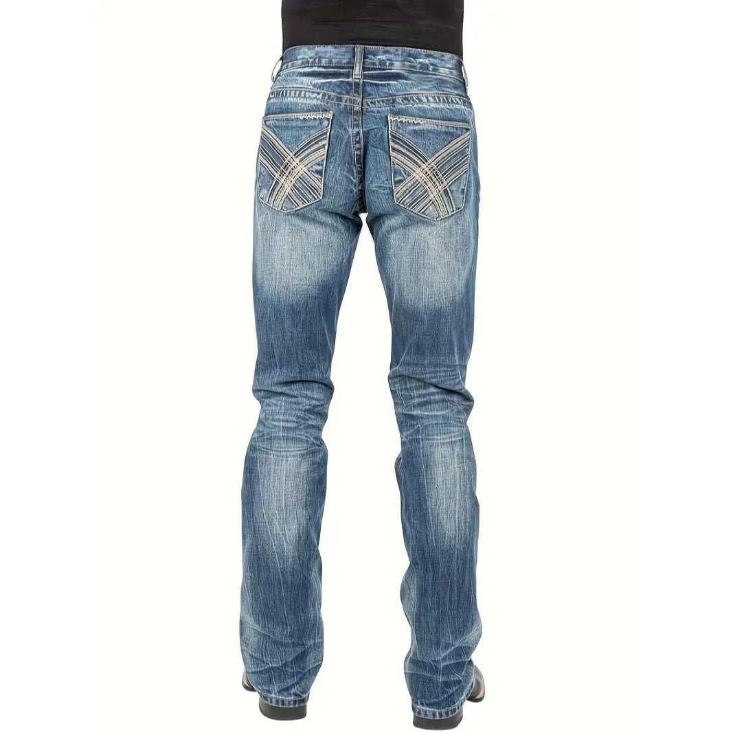 Mens Street - style Straight - leg Trendy Denim Jeans - Eshtree