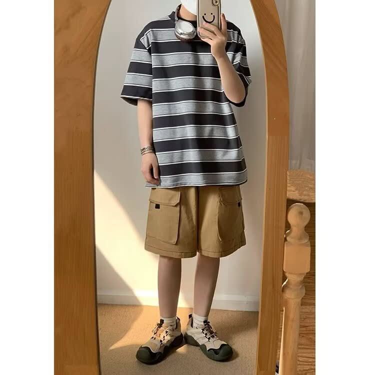 Men's Summer Japanese Vintage Stripe T-shirt - Eshtree