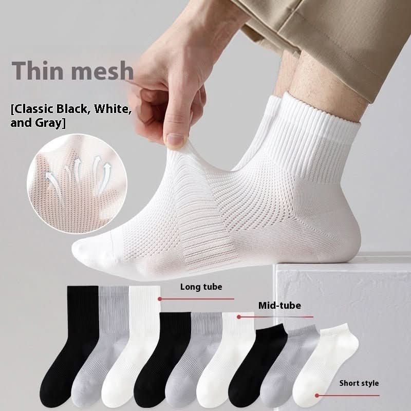 Men's Summer Thin Mesh Breathable White Socks - Eshtree