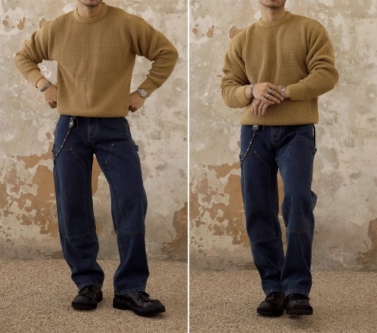 Men's Waffle Base Ride Knitwear American Retro - Eshtree