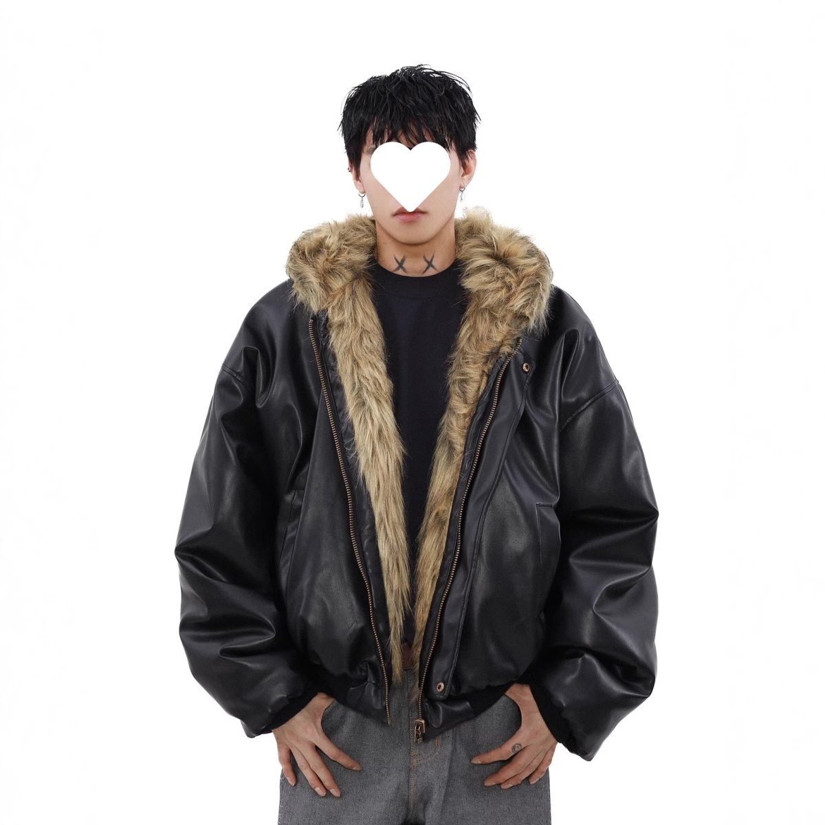 Mens Winter Fleece - Lined Thickened Reversible Leather - and - Fur Jacket - Eshtree