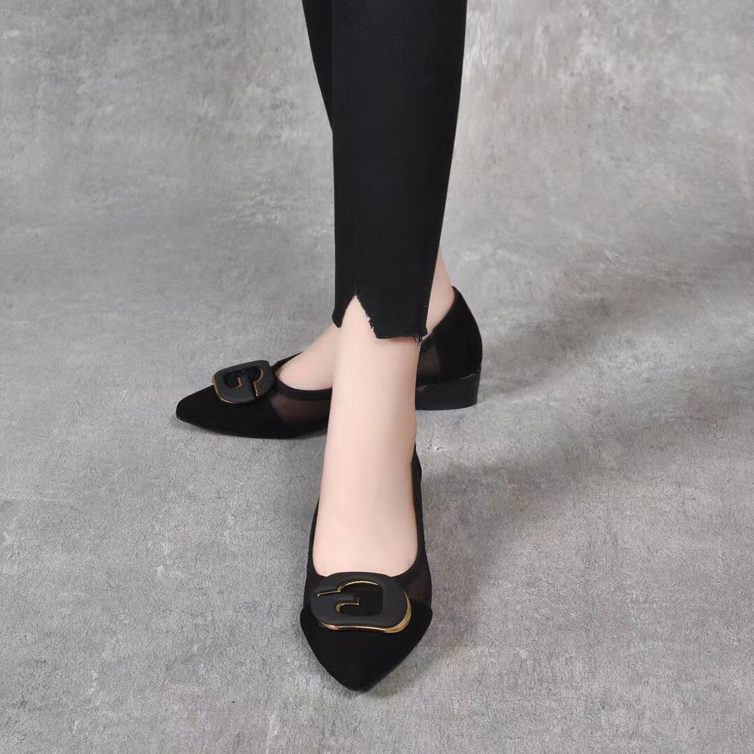 Metal Buckle Pointed - toe Hollowed Pumps Women - Eshtree
