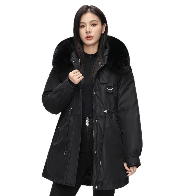 Mid - length Versatile Cotton Coat That Hits Below The Knee With A Fur - trimmed Collar - Eshtree
