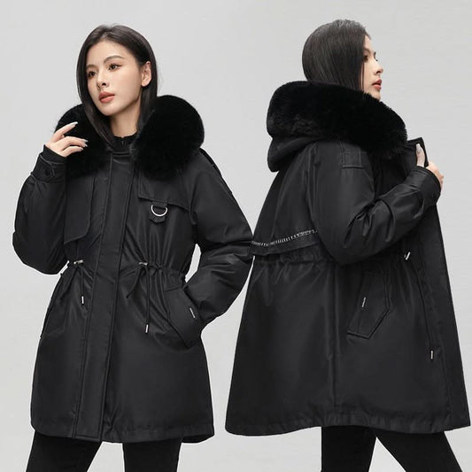 Mid - length Versatile Cotton Coat That Hits Below The Knee With A Fur - trimmed Collar - Eshtree
