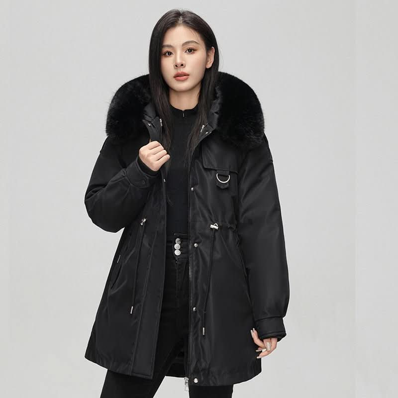 Mid - length Versatile Cotton Coat That Hits Below The Knee With A Fur - trimmed Collar - Eshtree