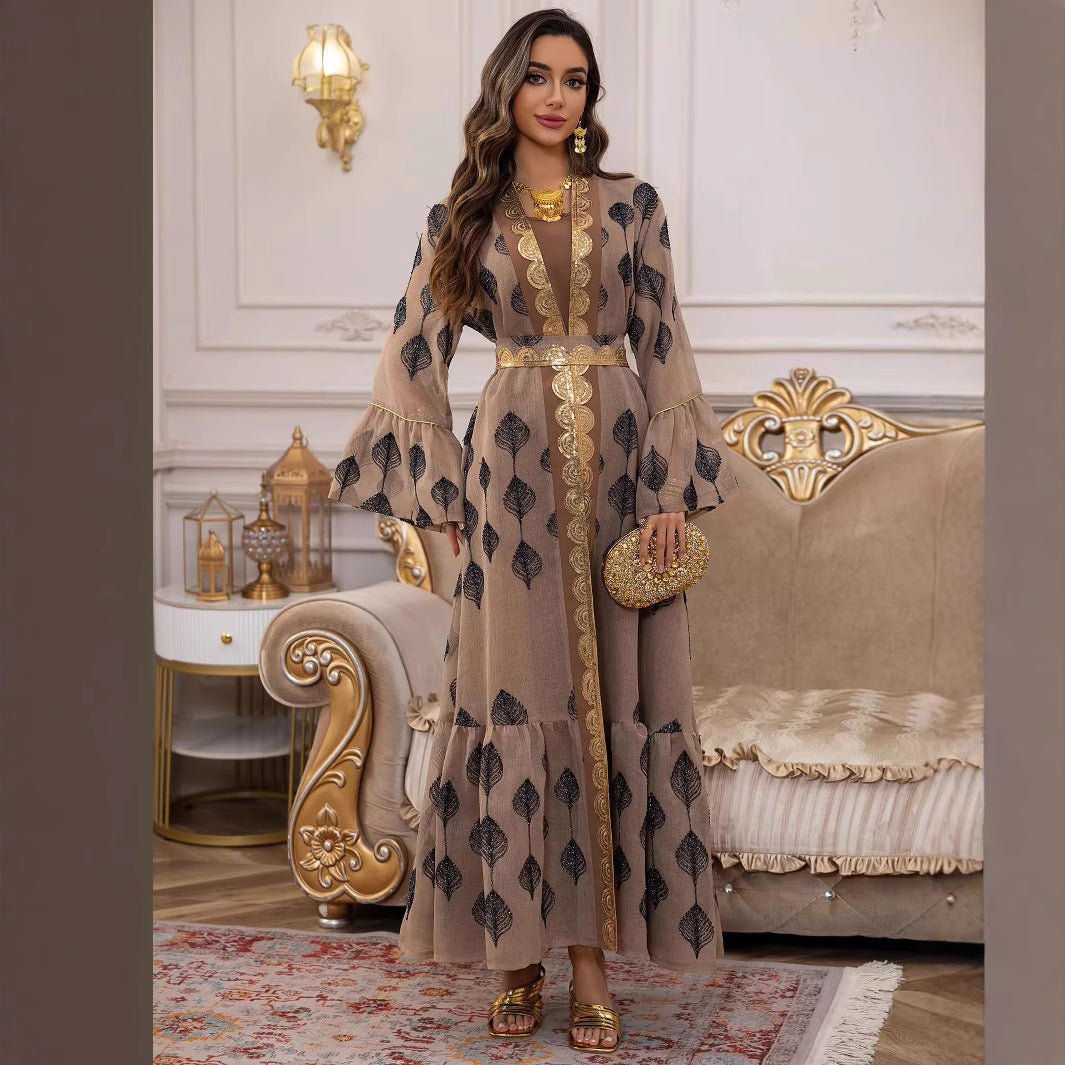 Middle East Arab Dubai Robe Mesh Embroidery Dress - Eshtree