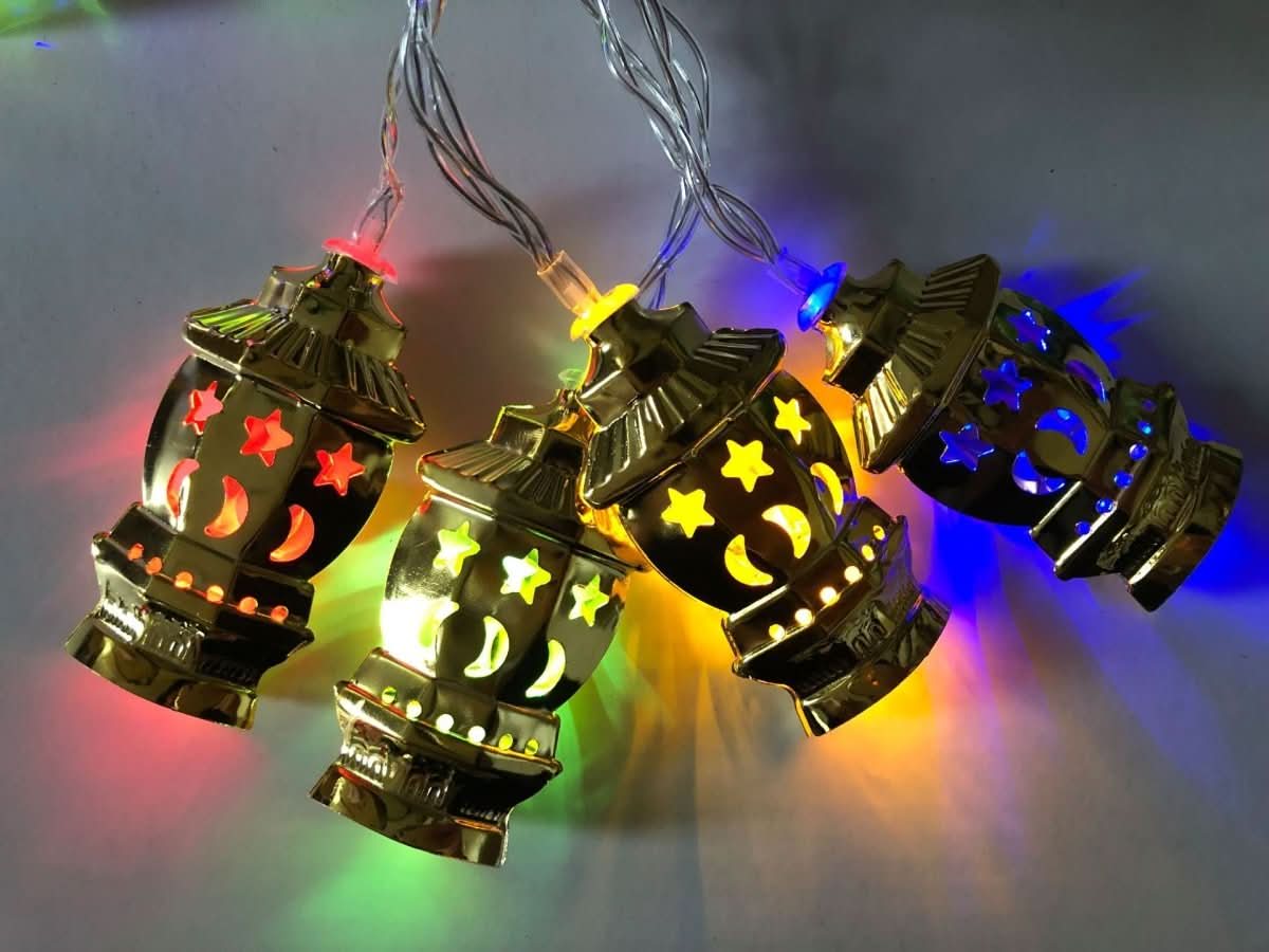 Middle East Arab Muslim Ramadan Wrought Iron LED Palace Lantern String Light - Eshtree