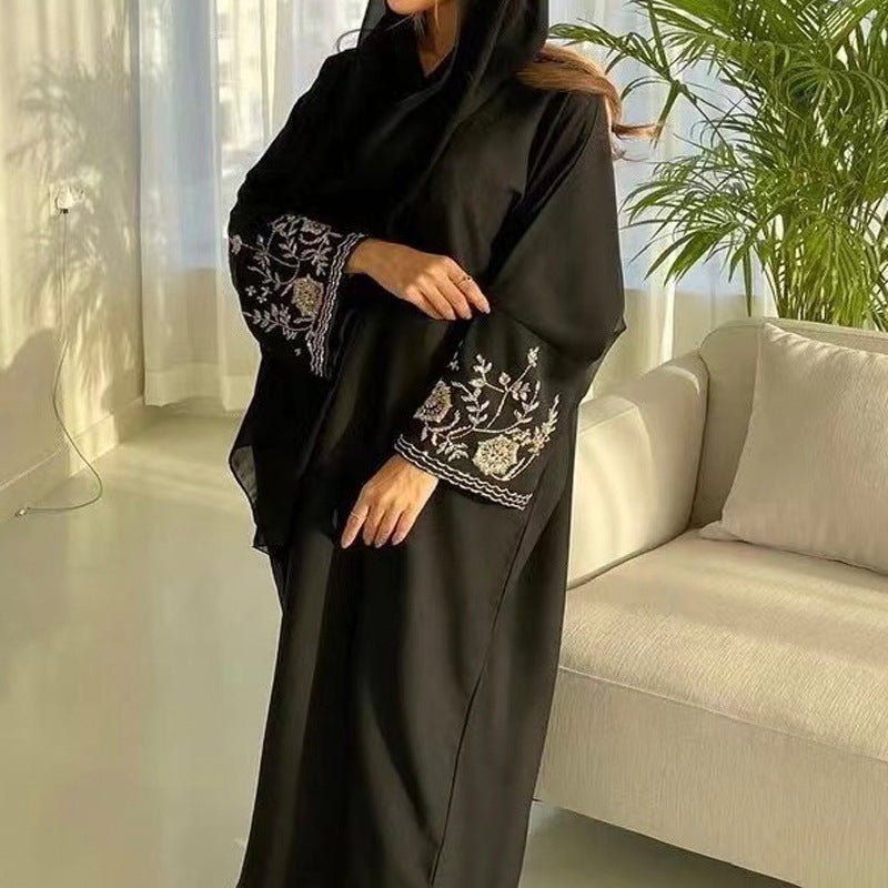Middle East Dubai Women's Embroidered Bat Sleeve Loose Cardigan - Eshtree
