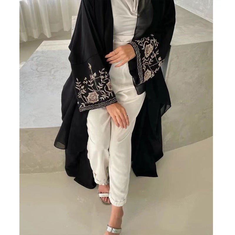 Middle East Dubai Women's Embroidered Bat Sleeve Loose Cardigan - Eshtree