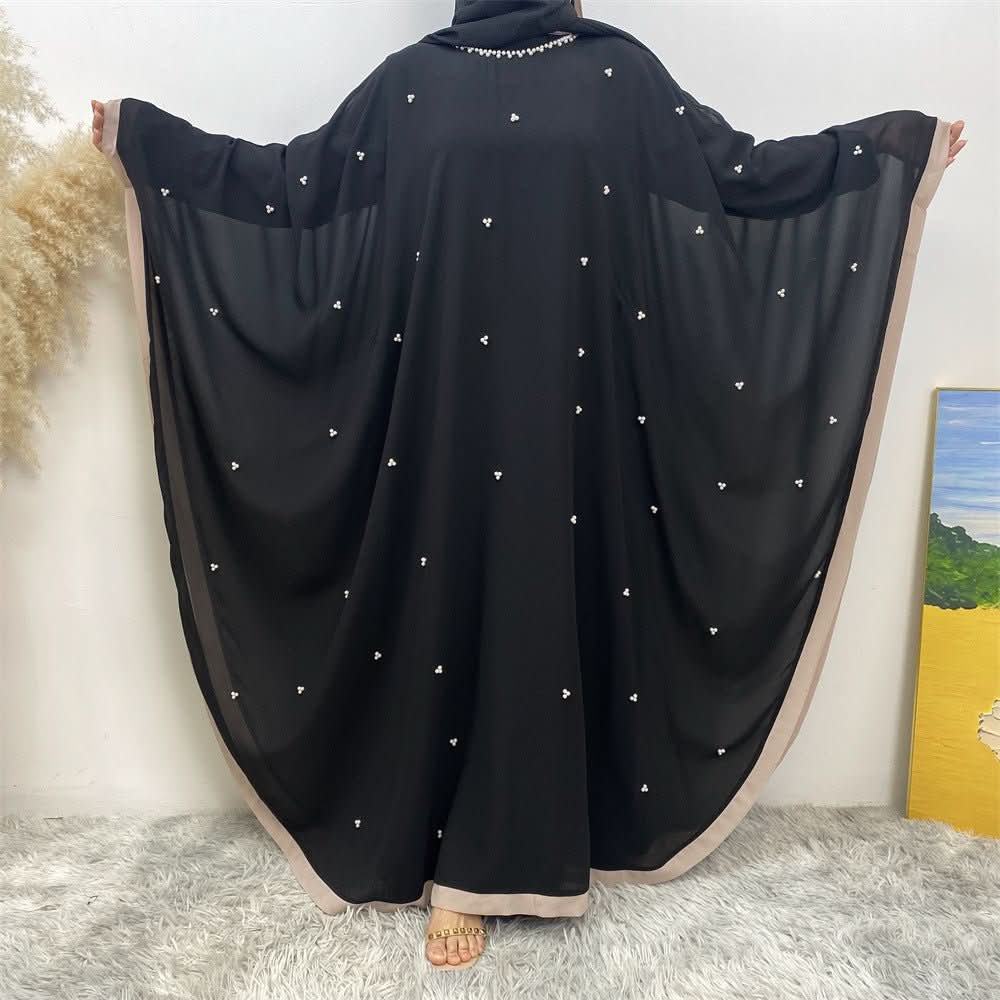 Middle East Turkey Fashion Chiffon Patchwork Elegant Loose Muslim Robe Bat Sleeve Dress - Eshtree