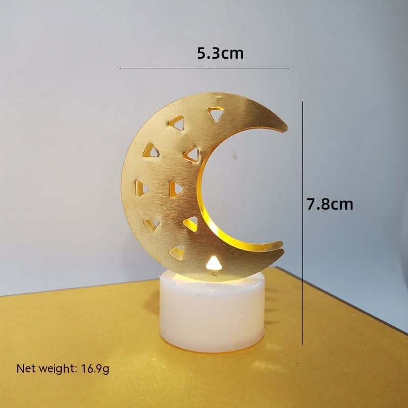 Mini LED Candlestick Metal Hollow Holiday Ornaments Moon Castle Decoration Small Night Lamp - Eshtree