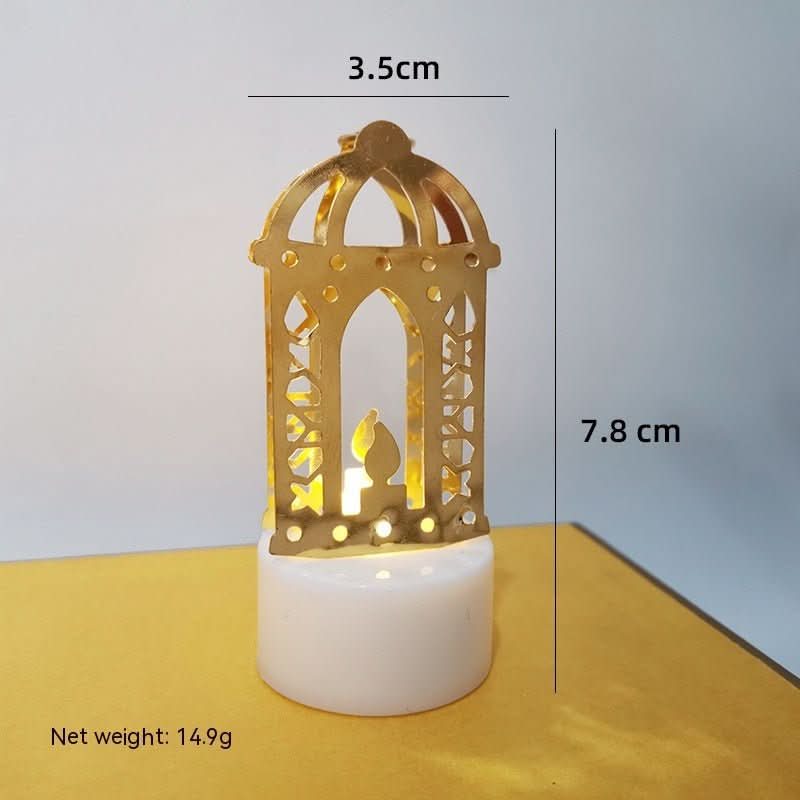 Mini LED Candlestick Metal Hollow Holiday Ornaments Moon Castle Decoration Small Night Lamp - Eshtree