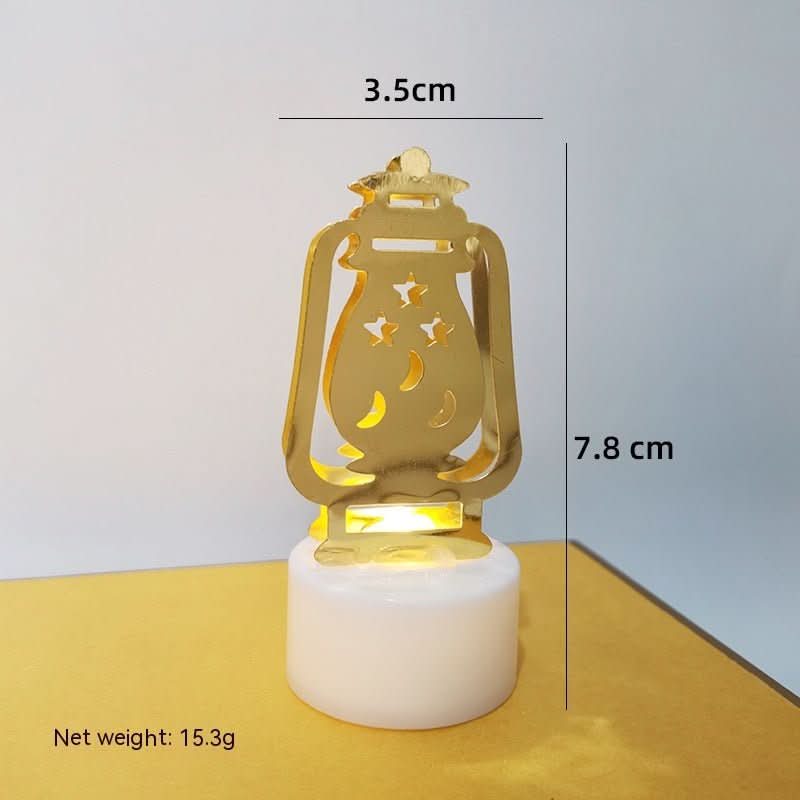 Mini LED Candlestick Metal Hollow Holiday Ornaments Moon Castle Decoration Small Night Lamp - Eshtree