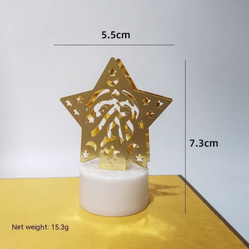 Mini LED Candlestick Metal Hollow Holiday Ornaments Moon Castle Decoration Small Night Lamp - Eshtree