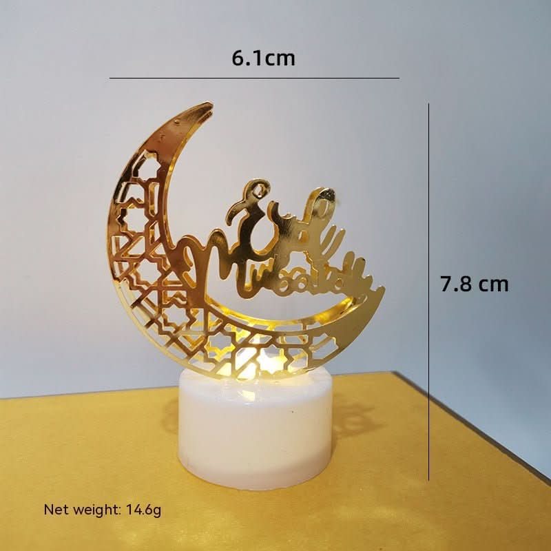 Mini LED Candlestick Metal Hollow Holiday Ornaments Moon Castle Decoration Small Night Lamp - Eshtree