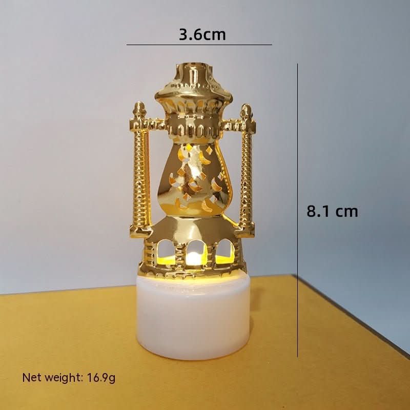 Mini LED Candlestick Metal Hollow Holiday Ornaments Moon Castle Decoration Small Night Lamp - Eshtree
