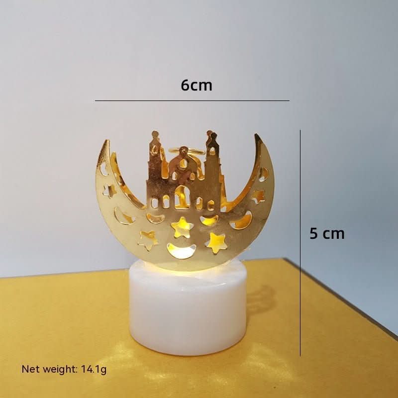 Mini LED Candlestick Metal Hollow Holiday Ornaments Moon Castle Decoration Small Night Lamp - Eshtree