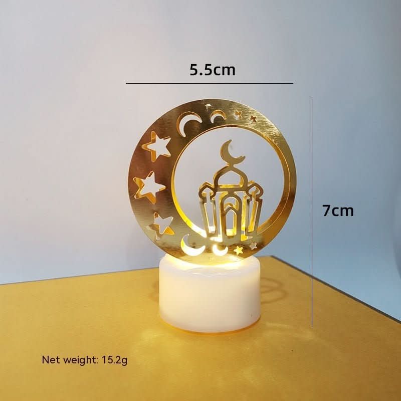 Mini LED Candlestick Metal Hollow Holiday Ornaments Moon Castle Decoration Small Night Lamp - Eshtree