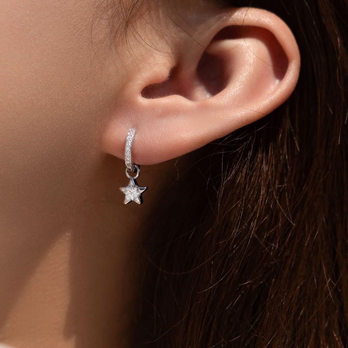 Mozan Diamond S925 Silver Trendy Commuter - style Diamond - studded Versatile Star Earrings - Eshtree