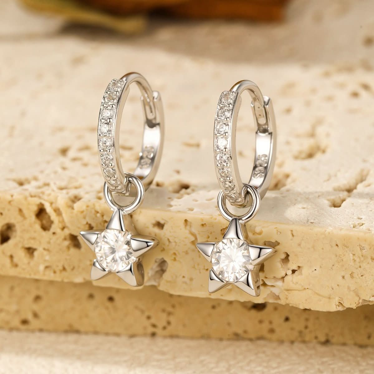 Mozan Diamond S925 Silver Trendy Commuter - style Diamond - studded Versatile Star Earrings - Eshtree