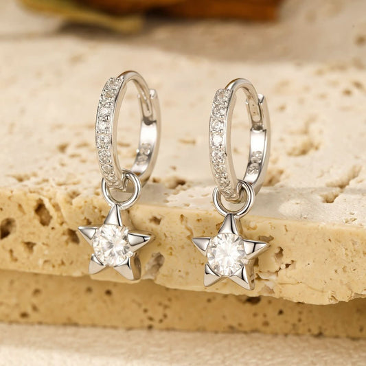 Mozan Diamond S925 Silver Trendy Commuter - style Diamond - studded Versatile Star Earrings - Eshtree