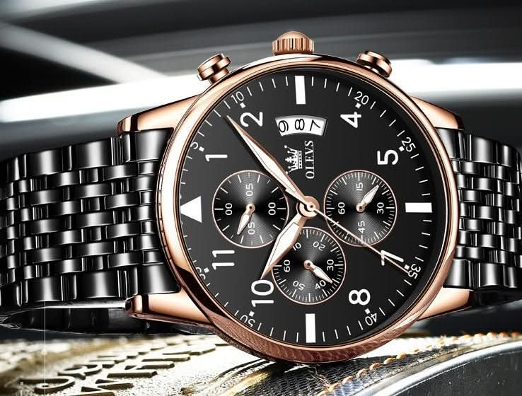 Multi - function Chronograph Quartz Watch Night Light Waterproof - Eshtree